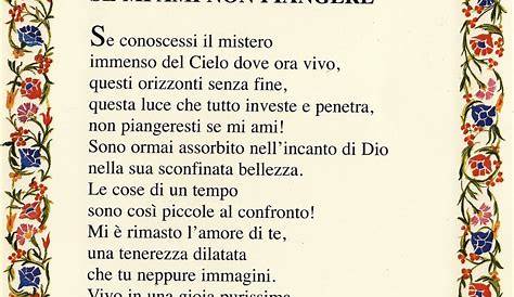 "Se mi ami non piangere" - Testo di Sant'Agostino, Musica di Vittorio