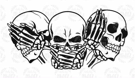 Hear No Evil, See No Evil, Speak No Evil Skulls Art Print by Bcooper