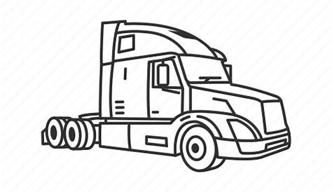 Drawing Of A Dump Truck Semi Truck Outline Black And White Vector, Semi