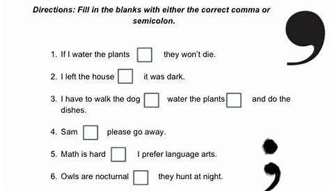 Semicolons And Colons Worksheet With Answers