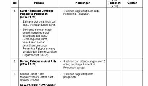 Senarai Semak Pelupusan Aset Alih JPN Kedah | PDF
