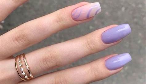 Serene Twilight: Ink Blue Attire With Lavender Nails For A Tranquil Aura