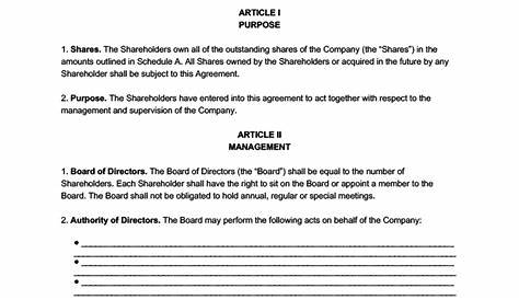 Shareholders Agreement Template Pdf