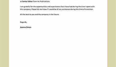 Short And Simple Resignation Letter Template 8+ Examples Format Sample Examples