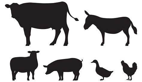 Farm farmyard animals silhouettes Royalty Free Vector Image