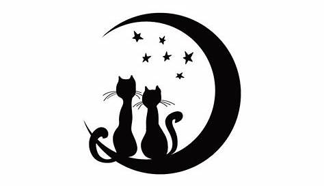 Moon Drawing, Cat Drawing, Tatoo Books, Moon Decal, Black Cat Tattoos