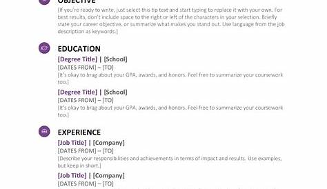 2023-2024 Pre-Formatted Resume Template with Resume Icons, Fonts and