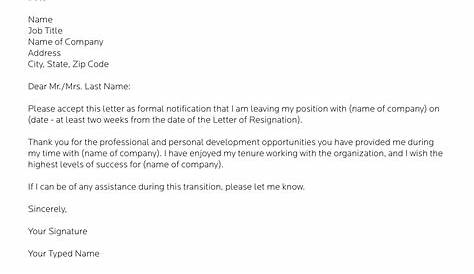 Simple Job Resignation Letter Format In Probation Period Sample