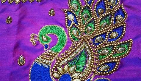 Simple Peacock Embroidery Blouse Designs Indian Traditional Handloom Sarees We Are Newly Started Maggam Work