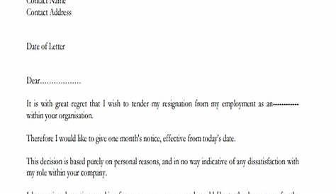 9+ Sample Of Resignation Letter For Personal Reasons DocTemplates