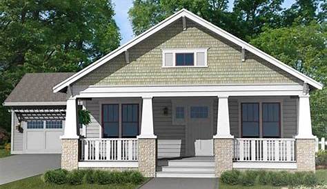 Downsized Craftsman Ranch Home Plan with Angled Garage - 64465SC