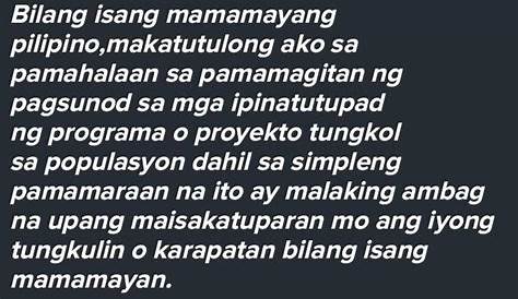 panuto: sumulat ng talata bilang isang mamamayang pilipino, paano ka