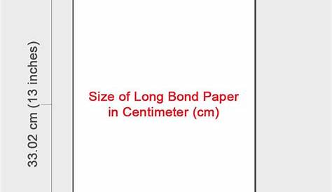 the size of long bond paper in centimeters