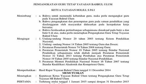 CONTOH SK PENGANGKATAN GURU DAN PEMBAGIAN JAM MENGAJAR