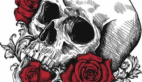 Skull with roses, A4 by eszkaaa on DeviantArt