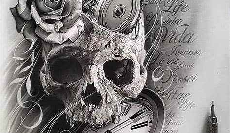 Skull clock tattoo | Skulls drawing, Blue rose tattoos, Clock tattoo