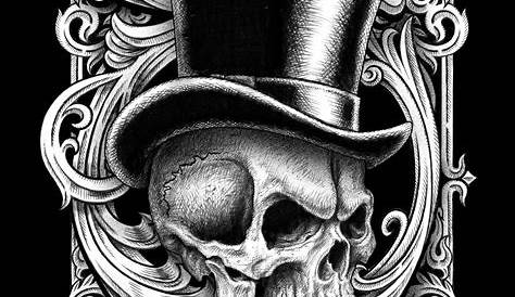 Drawings Skull With Cowboy Hat - cyeiron