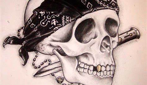 Dark Art Skull Gangster Tattoo Vintage gangsta apparel hand drawing