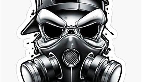 Wall Stickers Vinyl Decal Skull In Gas Mask Apocalypse Gothic
