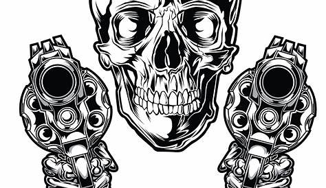 Skull and gun tattoo Vector | Premium Download