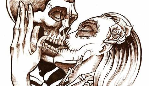 Image de kiss, drawing, and skull | Death | Pinterest | Kissing drawing