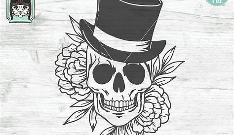 Skull Head Wearing A Hat SVG file | skull wearing cap illustration svg
