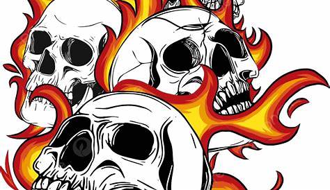 Skull on fire with flames Royalty Free Vector Image , #ad, #flames, #