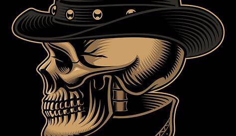 Cowboy Skull Bandit With Hat And Bandanna Stock Illustration - Download