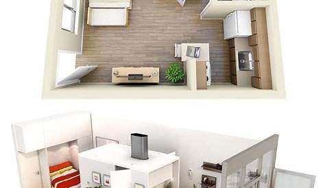 Small one bedroom apartment | Small apartment plans, Tiny house floor