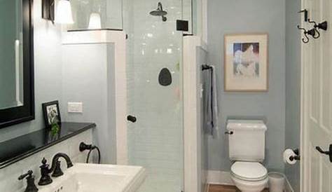 Corner shower bathrooms are three-quarter baths consisting of a toilet