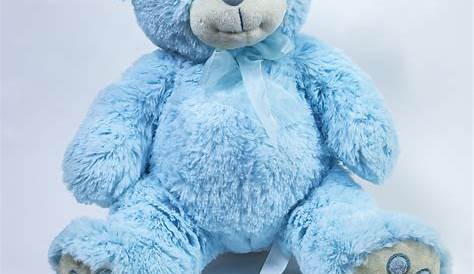 Miniature Baby Blue Flocked Teddy Bears - Confetti - Table Scatters