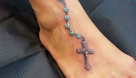 Small Cross With Rosary Tattoo And For His First . First