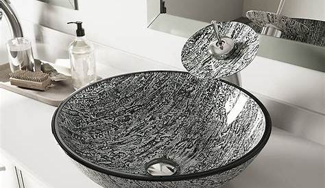 VIGO Titanium Slate Grey Glass Vessel Round Bathroom Sink (16.5-in x 16