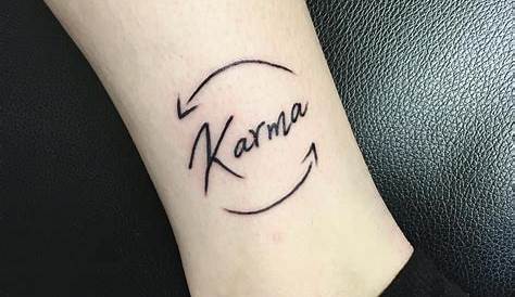 Small Karma Symbol Tattoo Watercolor In Sanskrit
