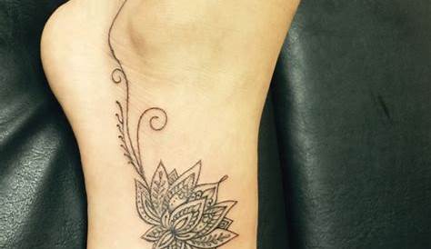 Small Lotus Flower Tattoo On Foot Simple