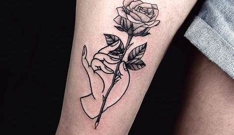 Small Rose Thigh Tattoo Fine Line Baby Hip Walkin ️ Flower s