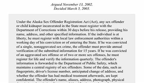 Smith v. Doe, 538 U.S. 84 (2003) | Sex Offender Registries In The