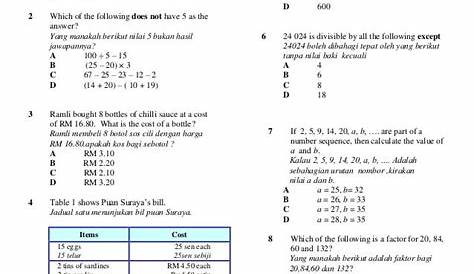 Soalan Matematik Tingkatan 1 | PDF