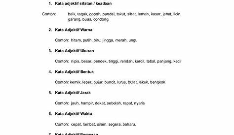 Kata Adjektif Tingkatan 1 : Bahasa Melayu Tingkatan 1 Kata Adjektif