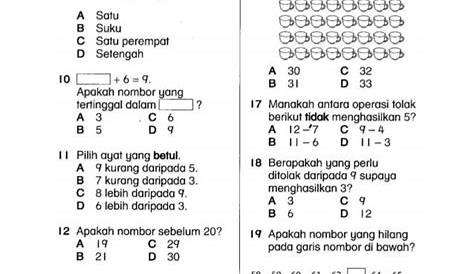 Contoh Kertas Soalan Matematik Tahun 1