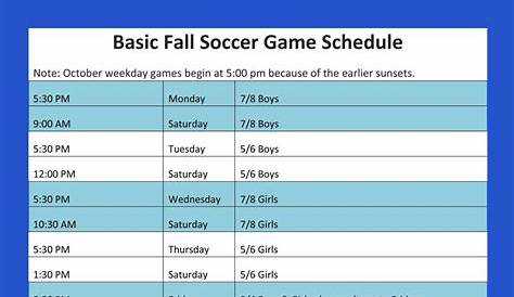 Soccer Practice Schedule Template