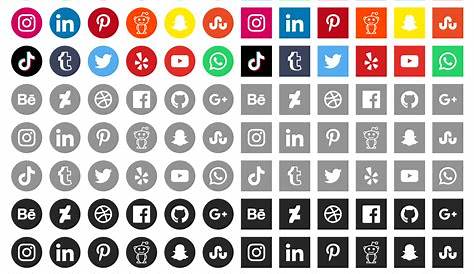 Social media logos and icons set Free Vector PNG - PNG #9265 - Free PNG