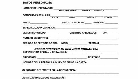 Solicitud DE Servicio Social ( Ejemplo) - ASUNTO: SOLICITUD PARA LA