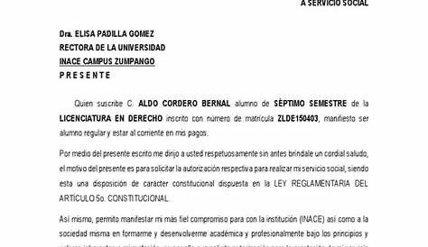 Ejemplo De Carta De Solicitud De Servicio Social Actualizado Abril | My