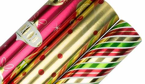 Hallmark Foil Holiday Wrapping Paper with Cut Lines on Reverse (3 Rolls
