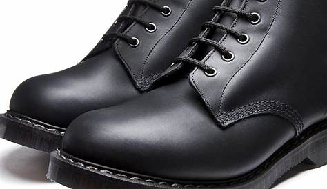 Solovair Black Derby Boot 6 Eye Premuim Leather 121 Shoes