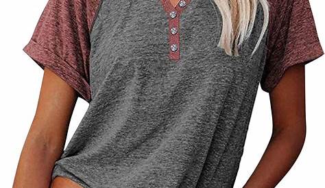 Amazon.com: XDRESZ Women's Shirt Plus Size Gradient Color V-Neck Short