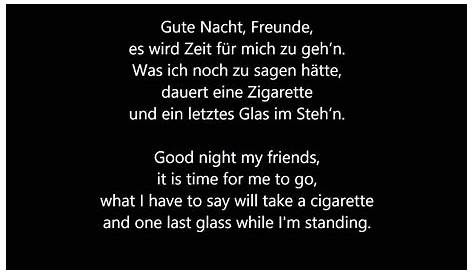 "GUTE NACHT, FREUNDE" LYRICS by REINHARD MEY: Gute Nacht, Freunde, es...