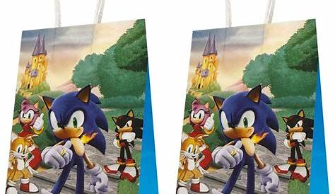 16 Packs Sonic The Hedgehog Party Gift Bags, Sonic The Hedgehog Gift