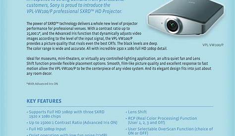 Sony Sxrd Projector Manual